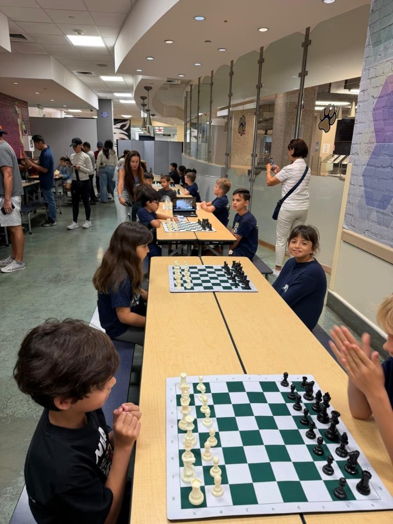 Young student concentrating during a chess game